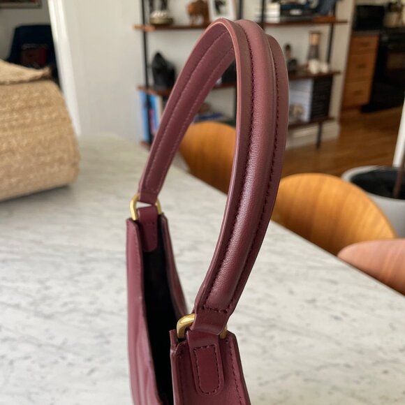 STAUD Rey Quilted Leather Shoulder Bag - Maroon LIKE NEW! - Picture 6 of 8